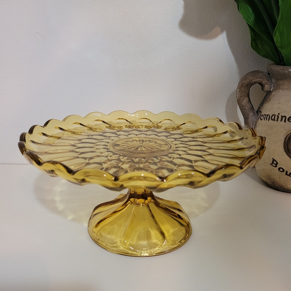 Vintage Anchor Hocking Amber Cake Stand